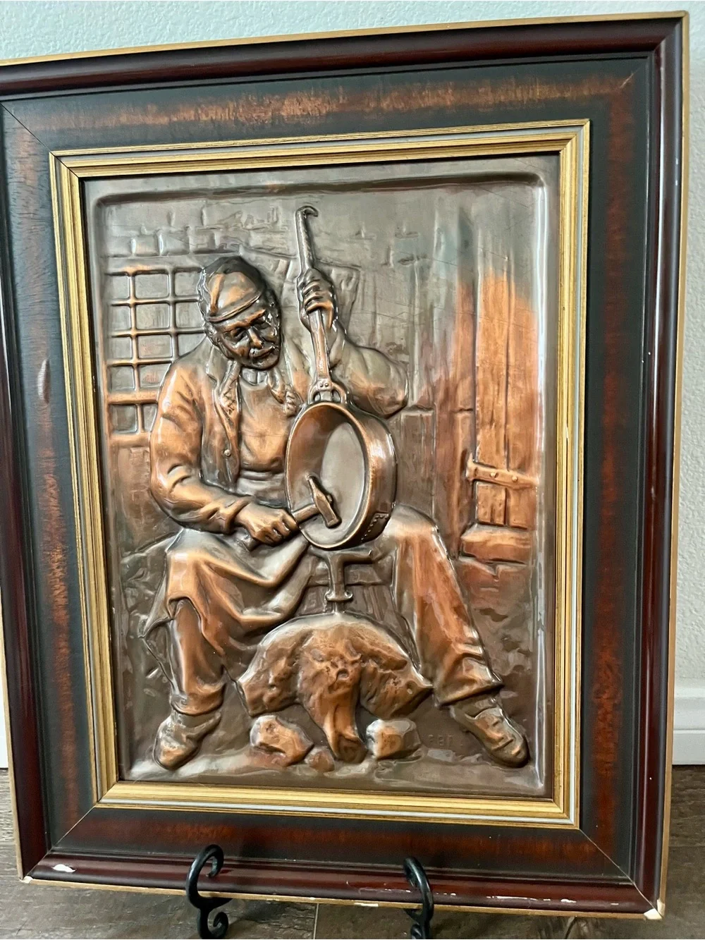 Vintage 3D Copper Relief Wall Art Plaque - Brown & Bronze 16/20 Inches